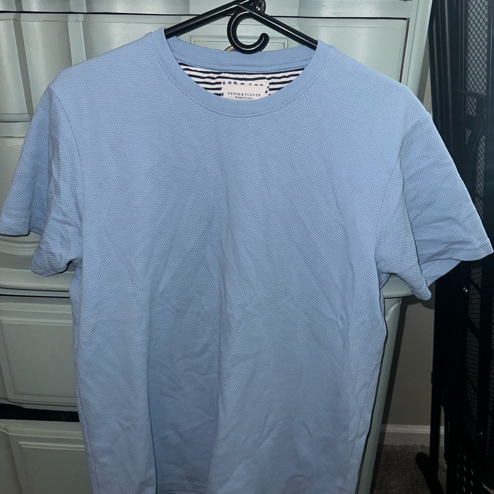 Denim and Flower Blue Crew Neck T-Shirt